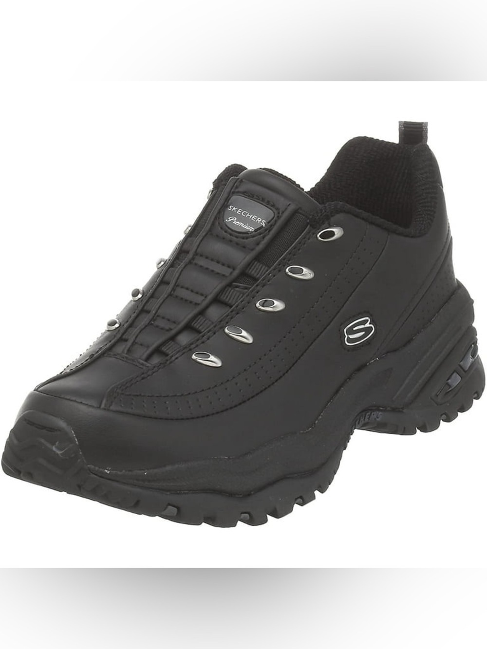 Skechers Men's Black Slip-On Athletic Sneaker with Metal Eyelets Size 8